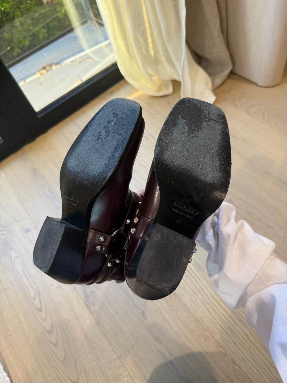 Sandro Brown Leather Combat Moto Boots - Picture 5 of 6